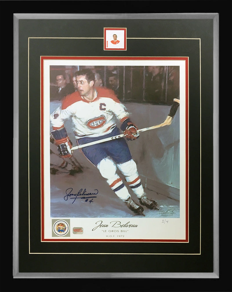 Jean Beliveau Autographed Framed Lithograph #1 of 4 (24x20)-1
