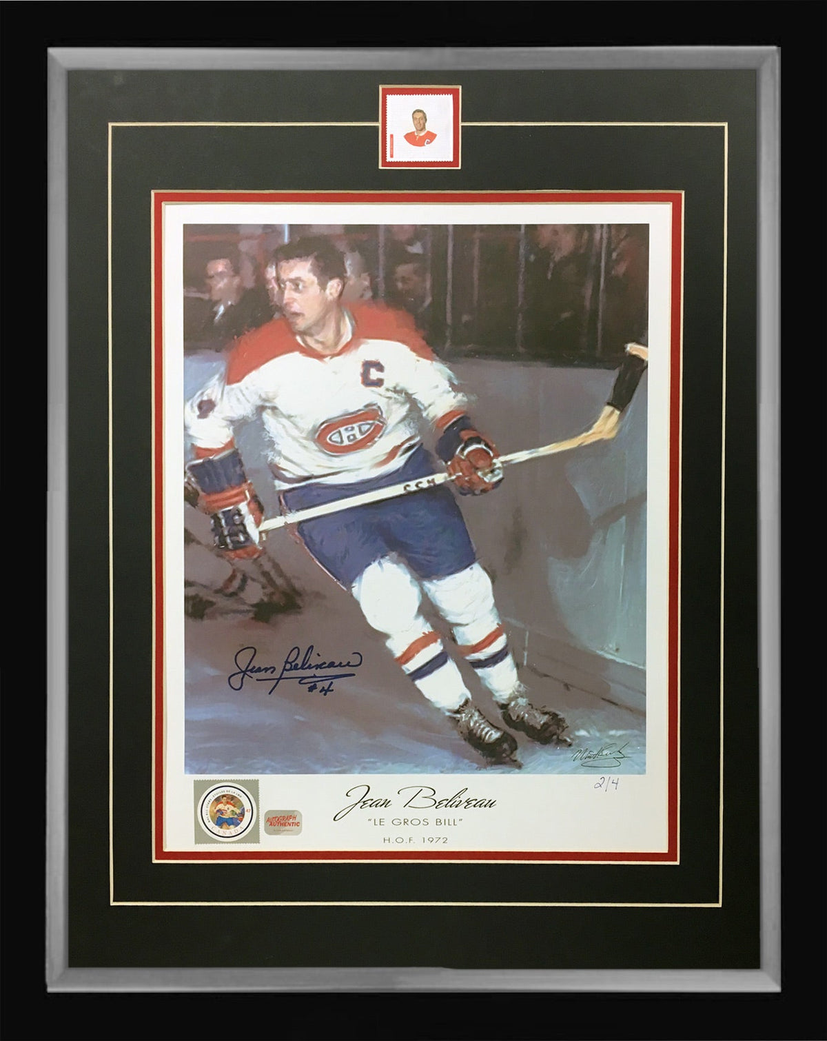 Jean Beliveau Signed Framed Lithograph #2 of 4 (24x20)-1