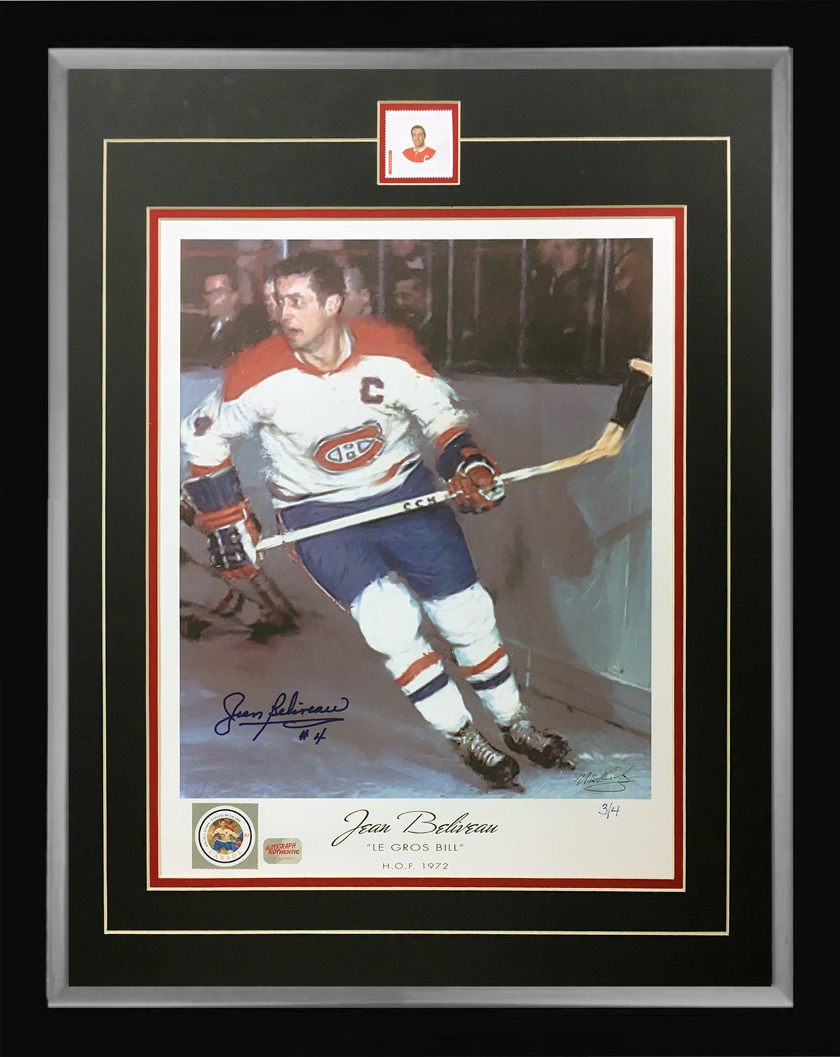 Jean Beliveau Autographed Lithograph #3 of 4 (24x20)-1