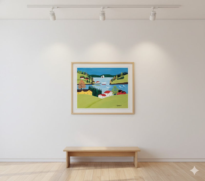 Maud Lewis “Digby Harbour” Folk Art Framed Print (24x28)-3