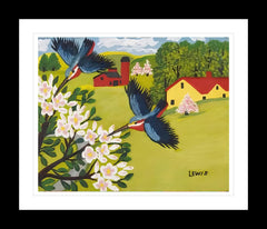 Maud Lewis “Hummingbirds” Folk Art Framed Print (24x28)-1