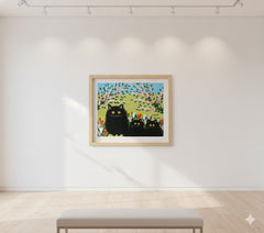 Maud Lewis “Three Black Cats” Folk Art Framed Print (24x28)-3