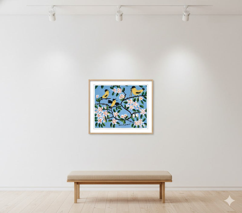 Maud Lewis “Yellow Birds” Folk Art Framed Print (24x28)-3
