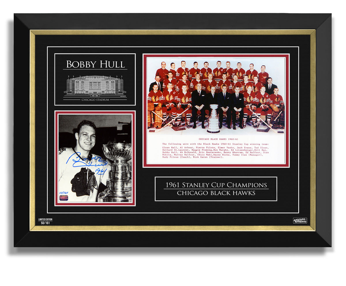 Bobby Hull Autographed 1961 Stanley Cup Double Photo (27x18)
