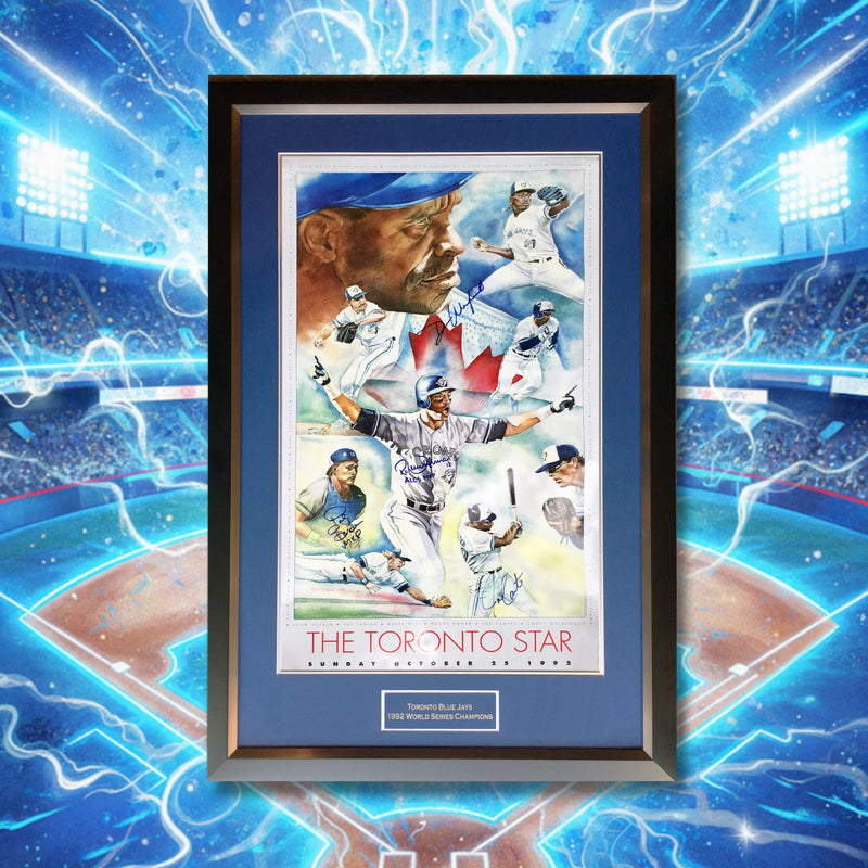 Blue Jays 1992 World Series Signed Poster, 4 Autographs-5