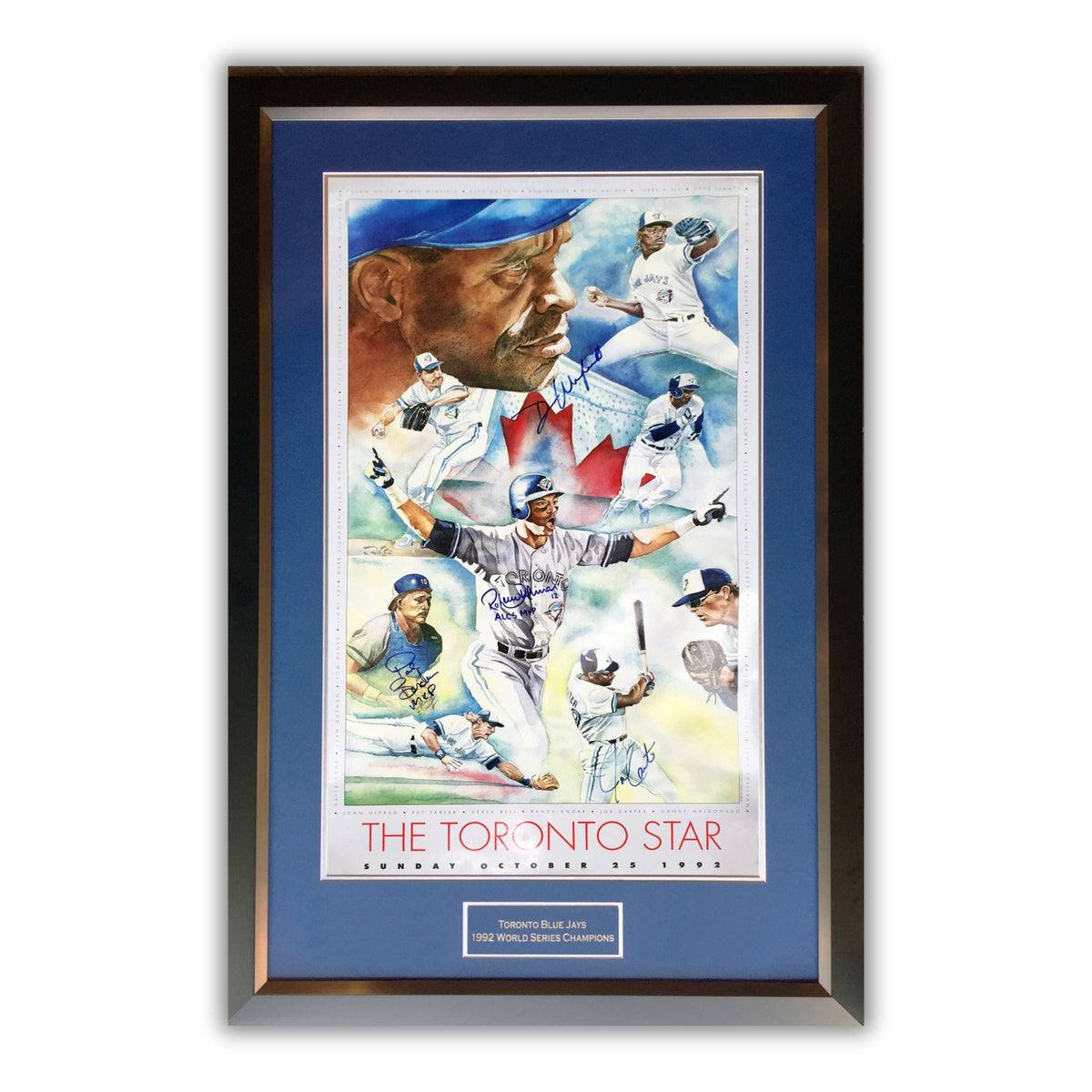 Blue Jays 1992 World Series Signed Poster, 4 Autographs