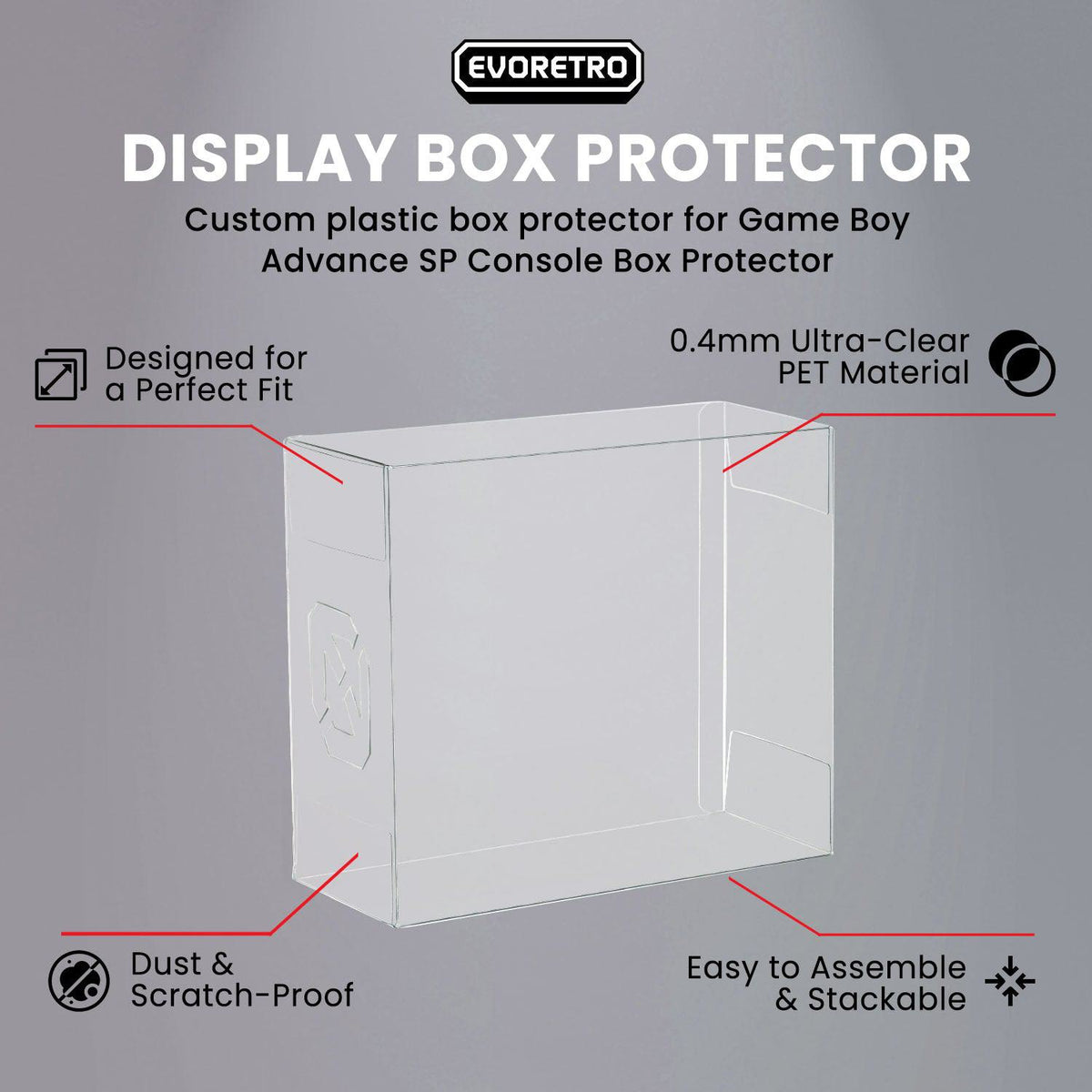Game Boy Advance GameBoy Advance Console  SP Console Box EVORETRO Protector 0.40MM Pack of 1-6