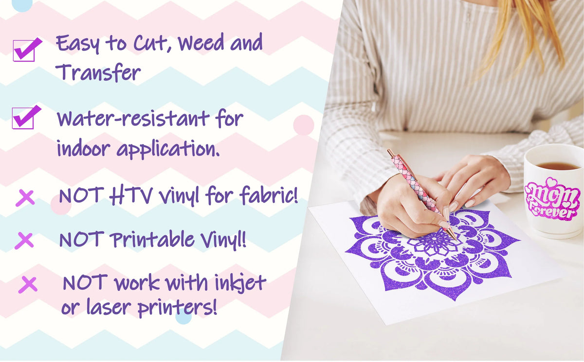 TeckWrap Glitter Adhesive Vinyl- Black | Durable & Easy-to-Cut | Perfect for Craft Projects!-4