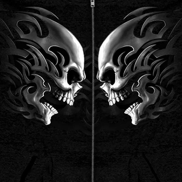 BOL Men's Head Butt Skulls Zipper Hoodie-7