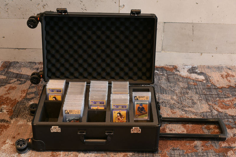 EVORETRO Graded Card Case — Show-Day Roller, TSA Lock, Foam-12