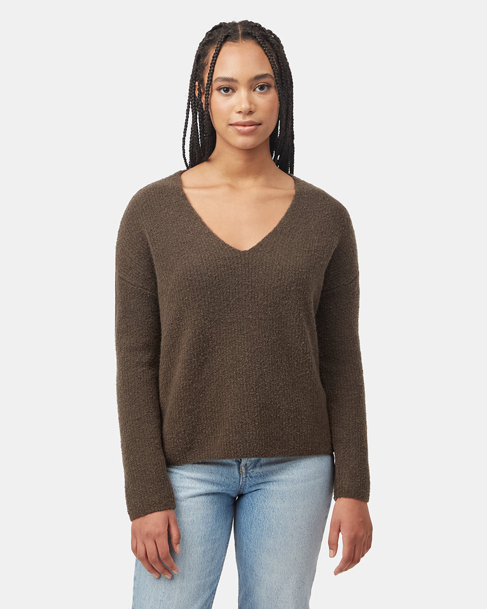 Highline Fuzzy V-Neck Sweater-1