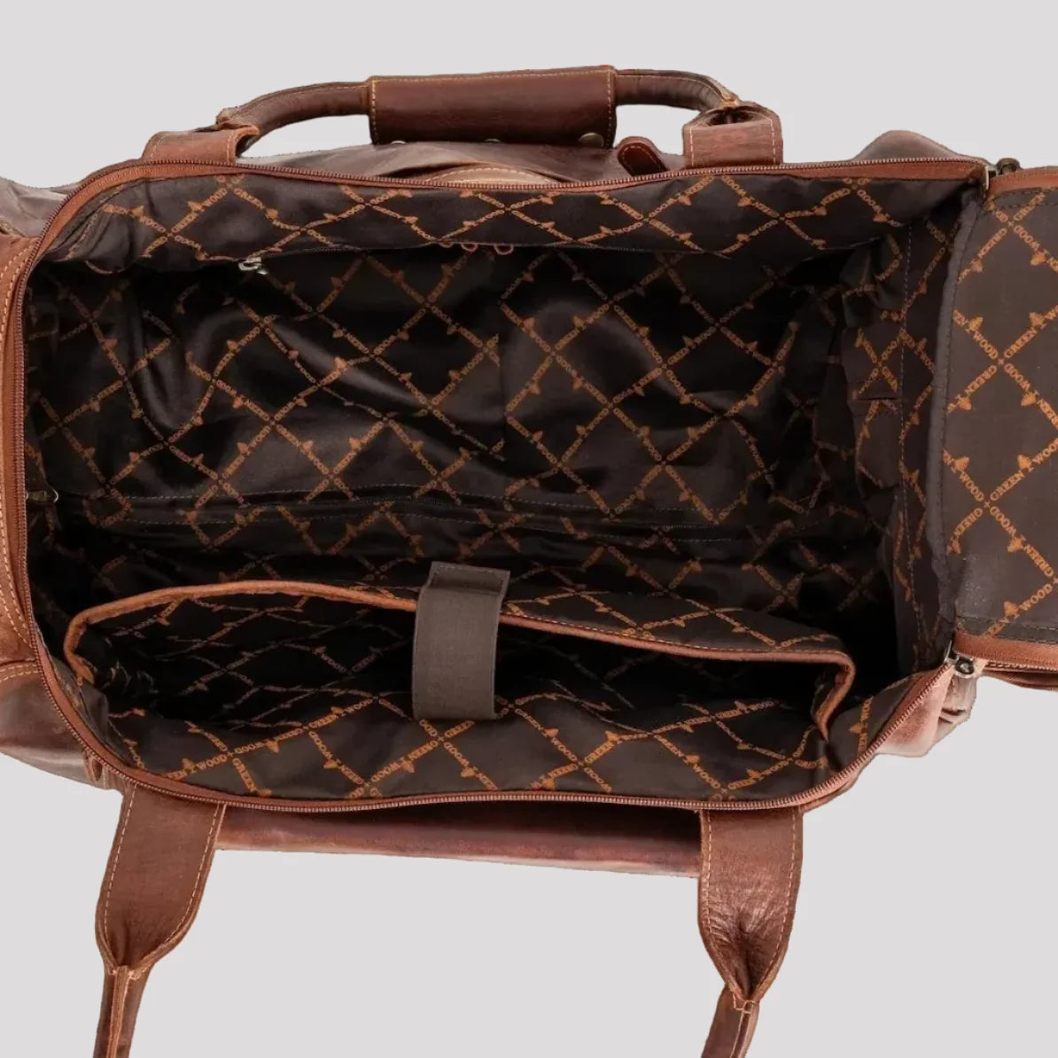 Greenwood Leather Wheeled Duffel Bag. Vintage Sandel Travel Trolley-5