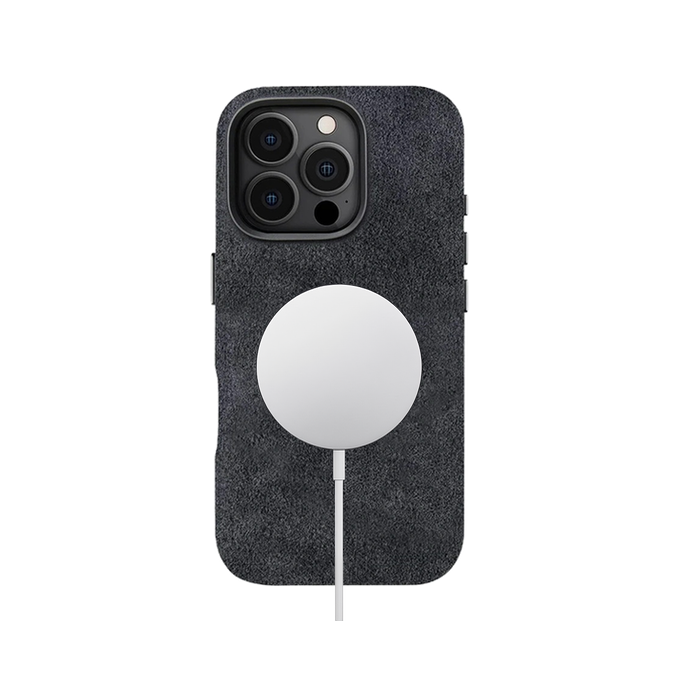 Grey Alcantara Case For iPhone 16 Pro-2