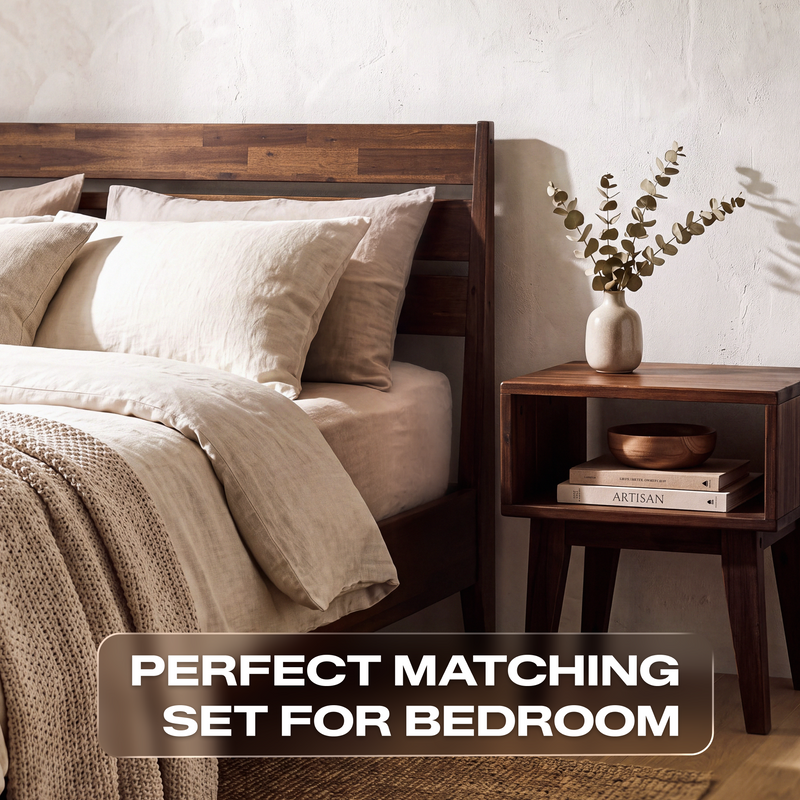 [Buy 1 Get 1] Emery Solid Wood Bed Frame & Nightstand-14