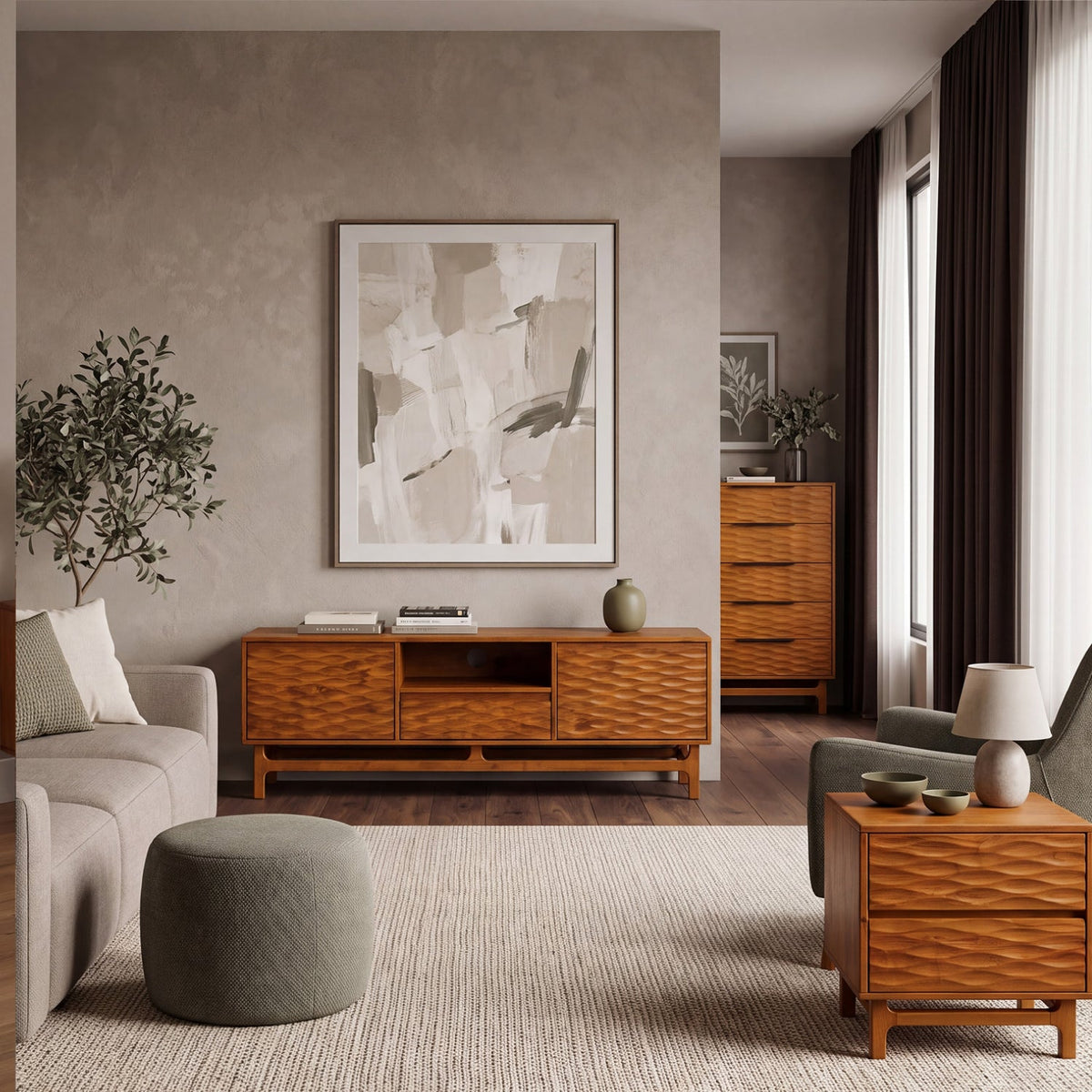 Cómoda Elara de madera maciza con 5 cajones-20