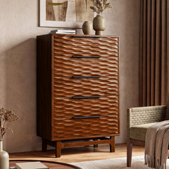 Cómoda Elara de madera maciza con 5 cajones-2