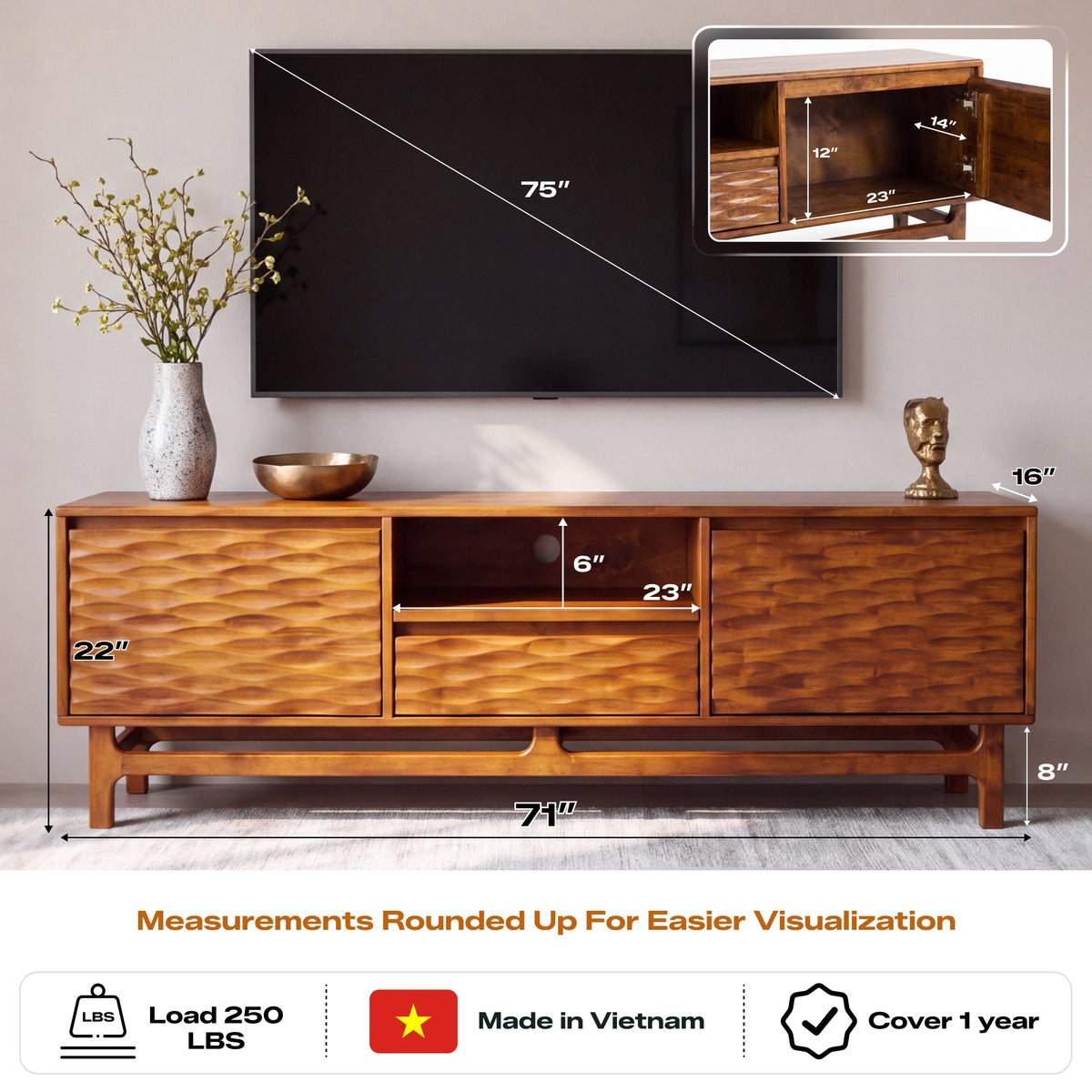Elara Solid Wood TV Stand-14