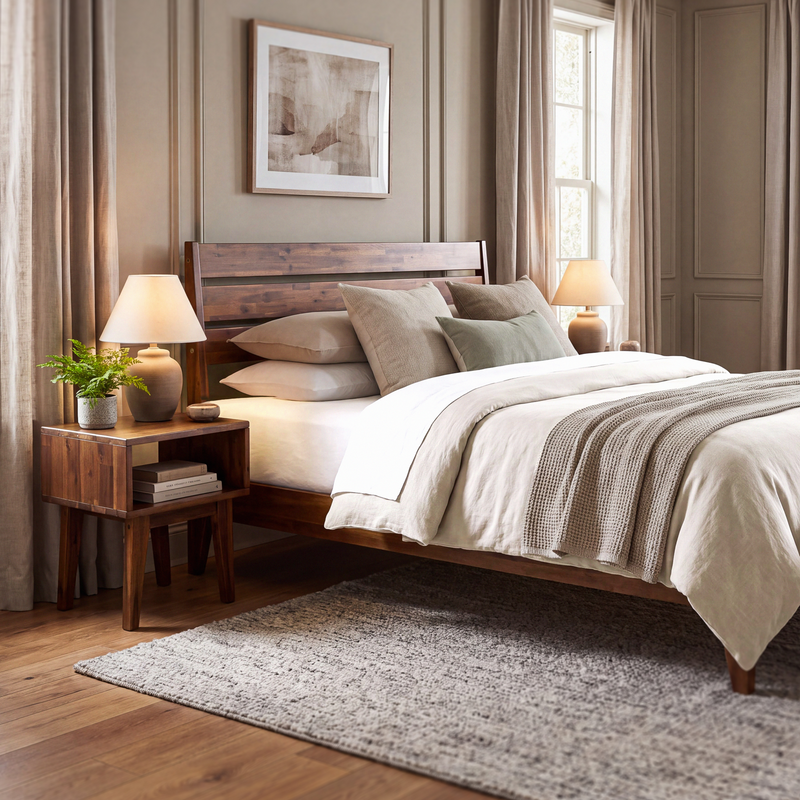 [Buy 1 Get 1] Emery Solid Wood Bed Frame & Nightstand-20