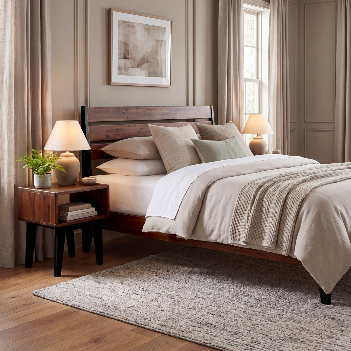 [Buy 1 Get 1] Emery Solid Wood Bed Frame & Nightstand-10