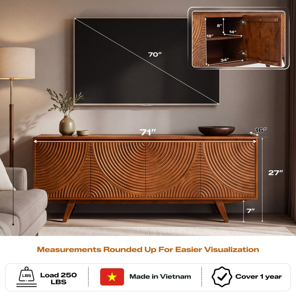 Mueble de TV de madera maciza Harmony-15