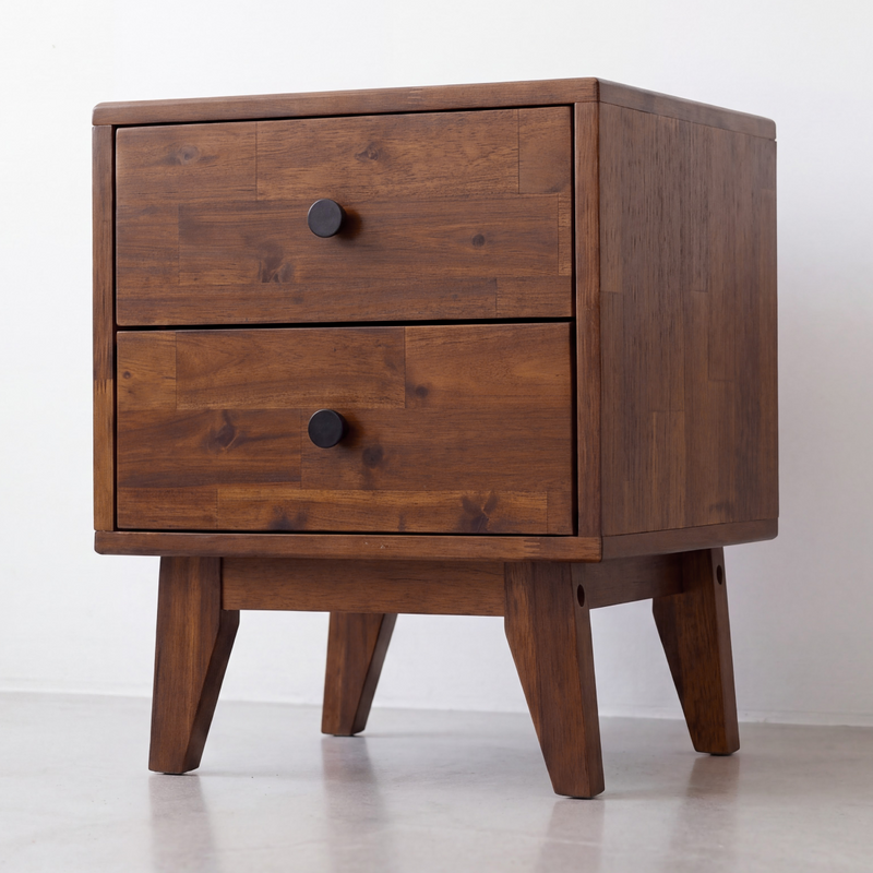 Silvia 2-Drawer Solid Wood Nightstand-4