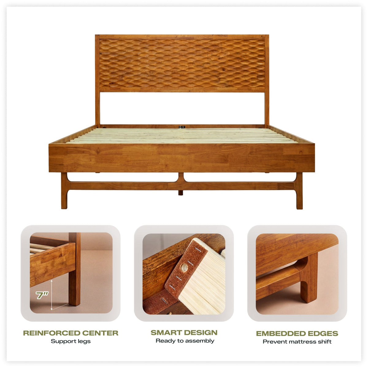 Elara Solid Wood Bed Frame-17