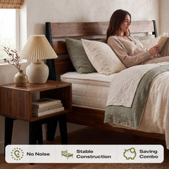 [Buy 1 Get 1] Emery Solid Wood Bed Frame & Nightstand-5