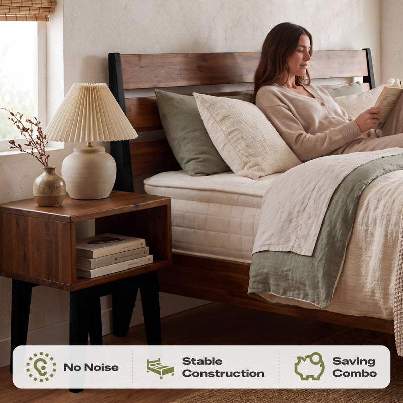[Buy 1 Get 1] Emery Solid Wood Bed Frame & Nightstand-5