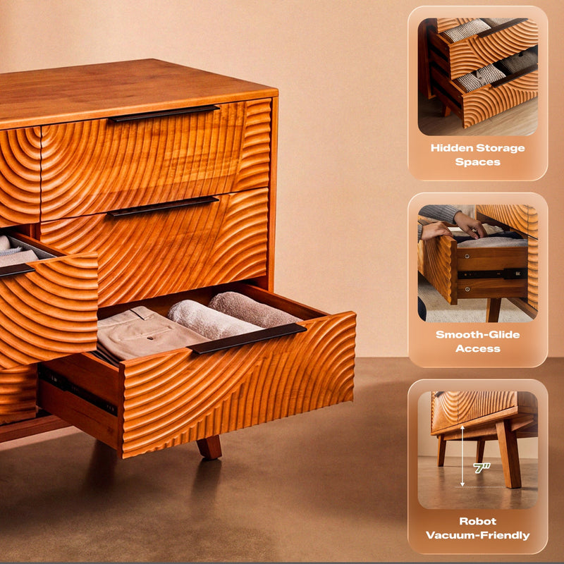 Harmony Solid Wood Dresser with 6 Drawers-16