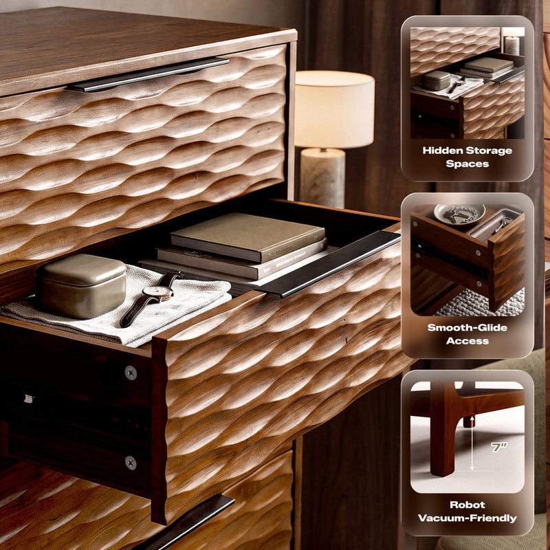 Cómoda Elara de madera maciza con 5 cajones-6
