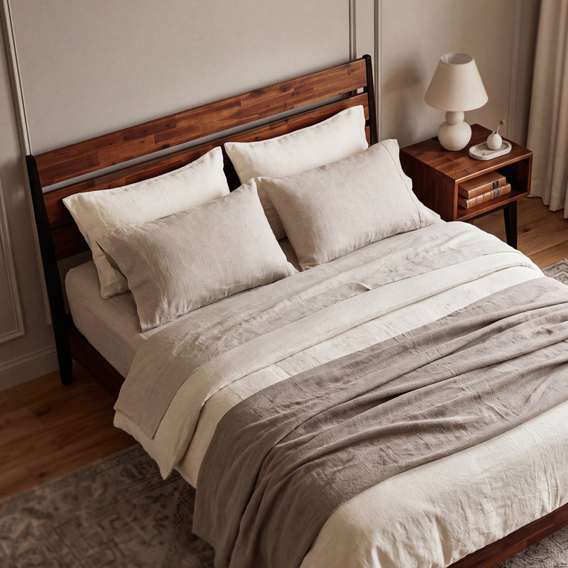 [Buy 1 Get 1] Emery Solid Wood Bed Frame & Nightstand-11