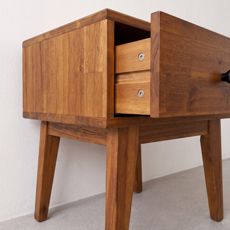 Mesa de noche de madera maciza Sofia de 1 cajón-19