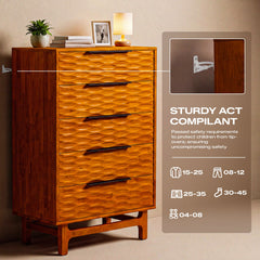 Cómoda Elara de madera maciza con 5 cajones-17