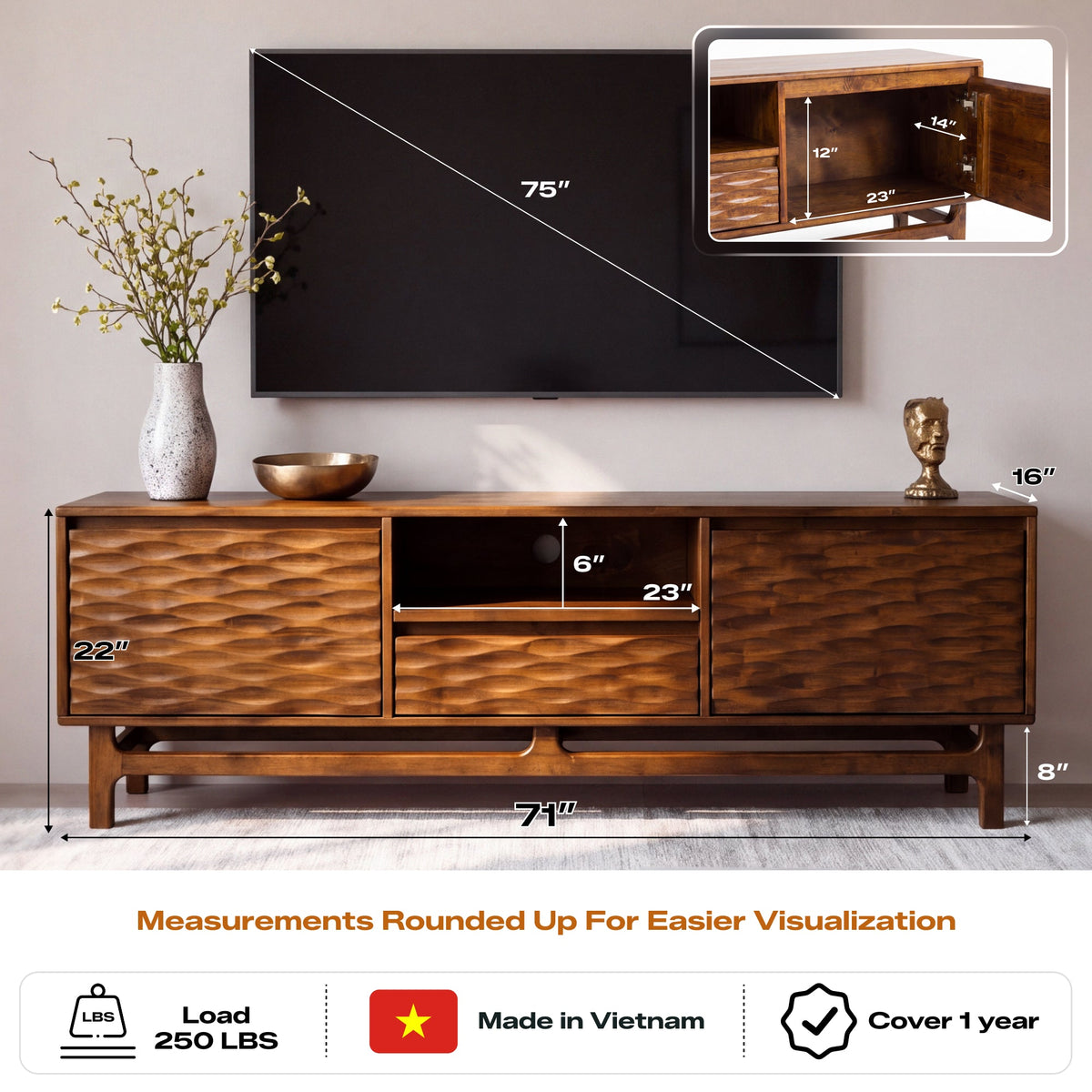 Elara Solid Wood TV Stand-7