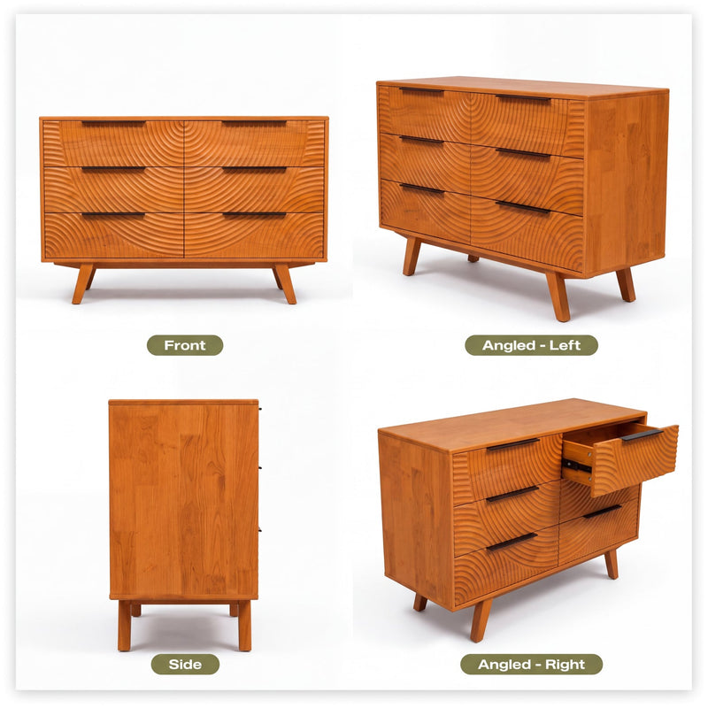 Harmony Solid Wood Dresser with 6 Drawers-18