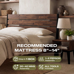 [Buy 1 Get 1] Emery Solid Wood Bed Frame & Nightstand-6