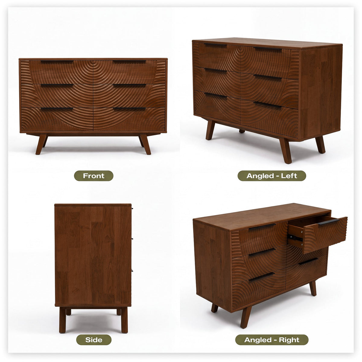 Harmony Solid Wood Dresser with 6 Drawers-8