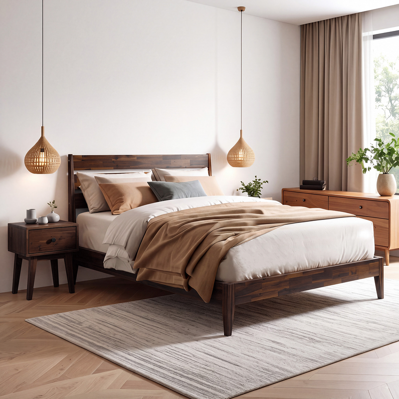 Mesa de noche de madera maciza Sofia de 1 cajón-30