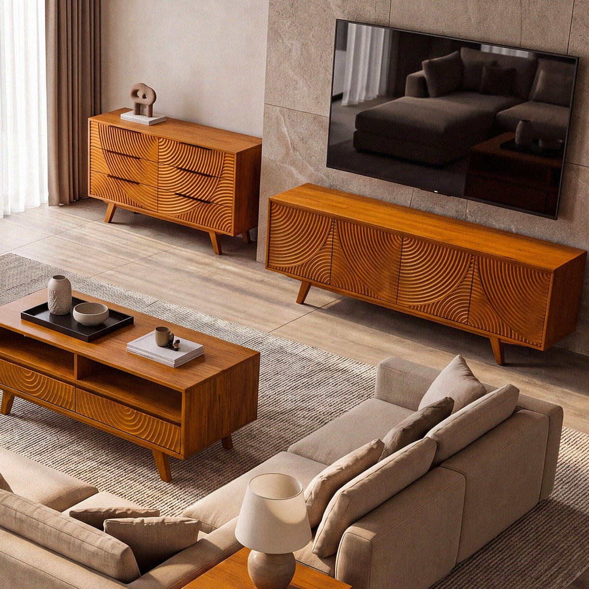 Mueble de TV de madera maciza Harmony-22