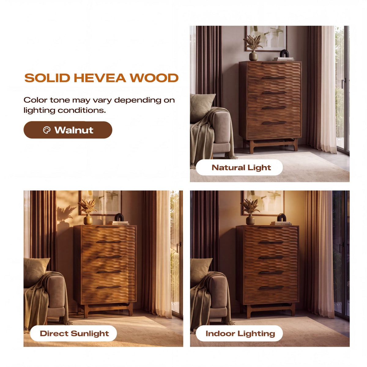 Cómoda Elara de madera maciza con 5 cajones-9