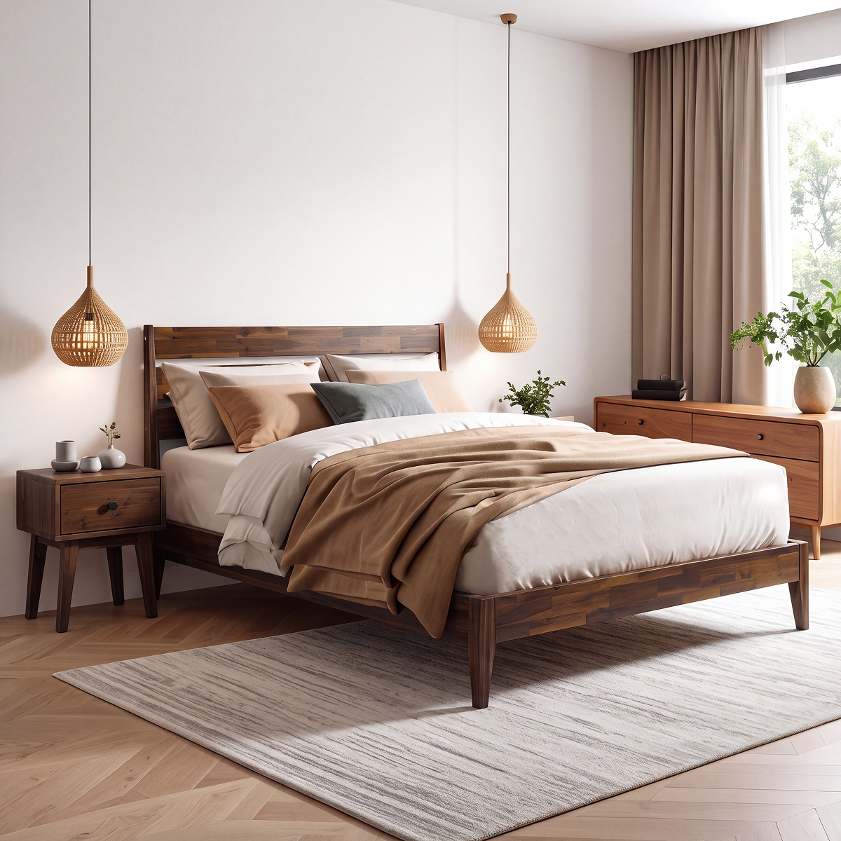 Mesa de noche de madera maciza Sofia de 1 cajón-10