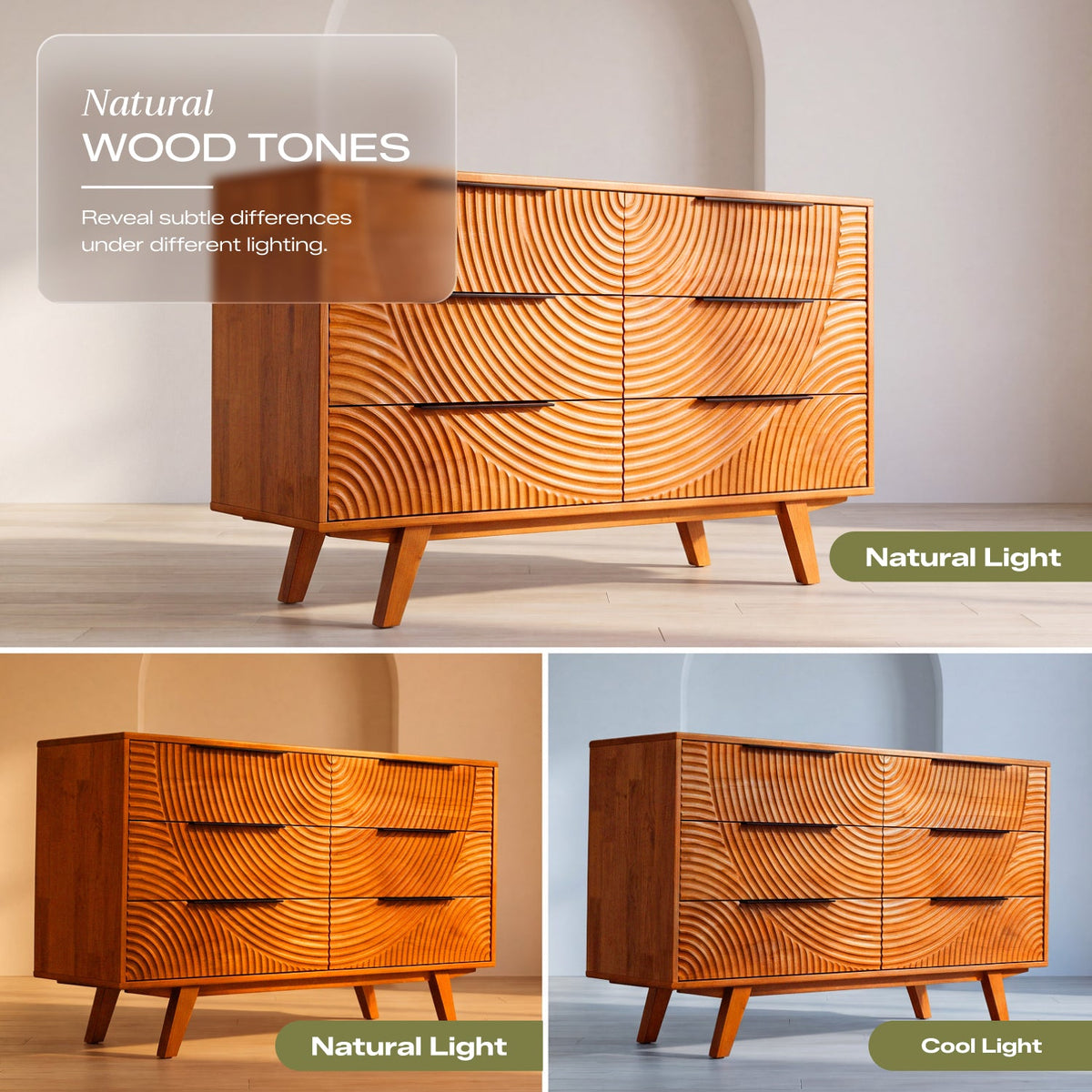 Harmony Solid Wood Dresser with 6 Drawers-19