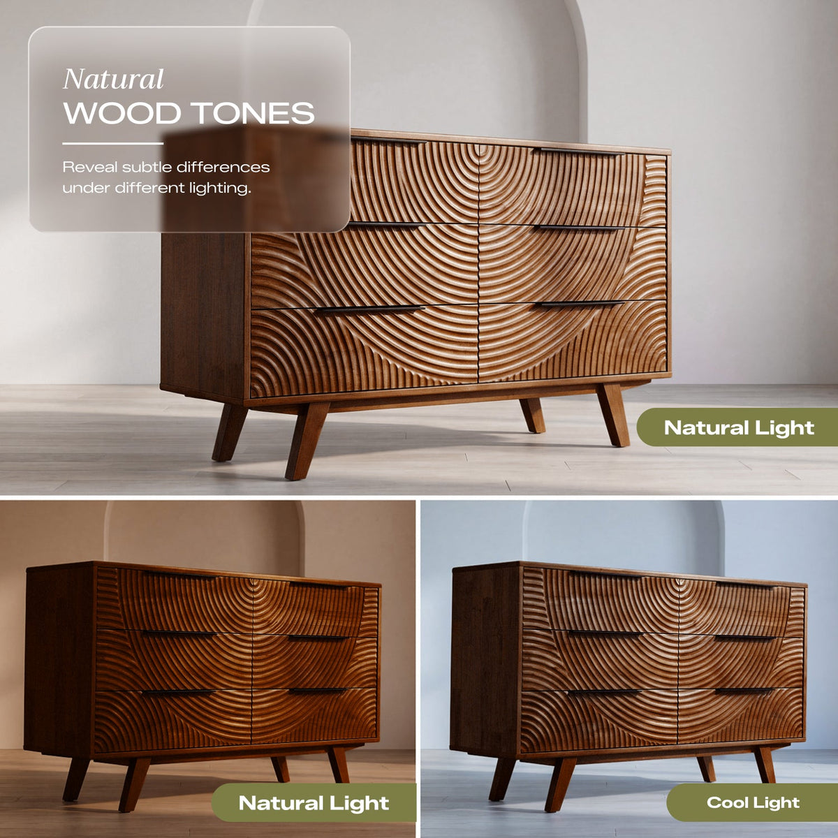 Harmony Solid Wood Dresser with 6 Drawers-9