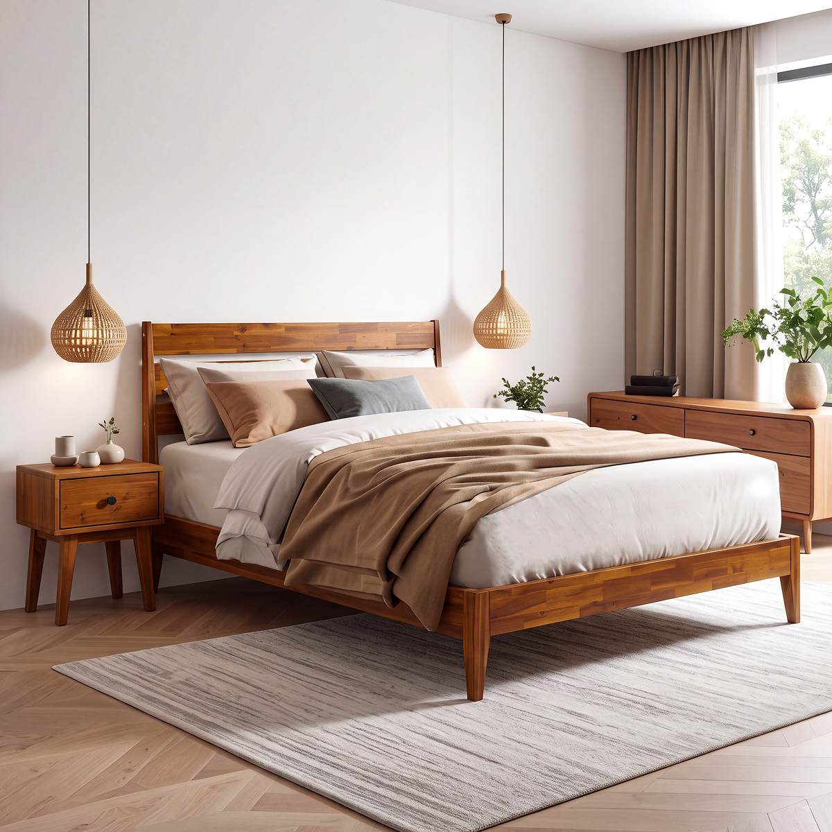 Mesa de noche de madera maciza Sofia de 1 cajón-20