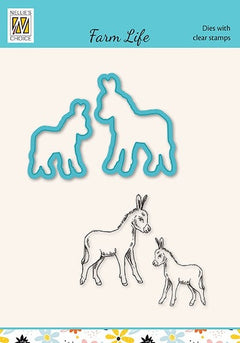 Nellies Choice Die & Stamp Set - Farm Life - Donkeys-1