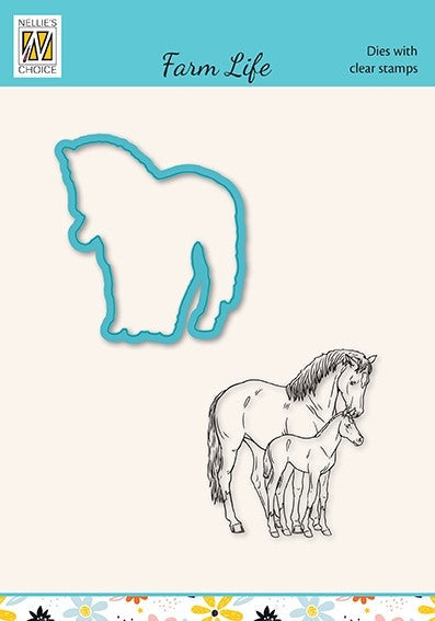 Nellies Choice Die & Stamp Set - Farm Life - Horse and Foal-1