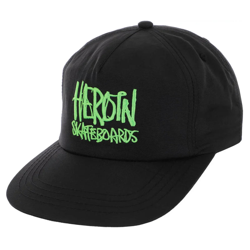 Heroin Skateboards 'Script' Nylon Snapback Cap - Black/Green-1