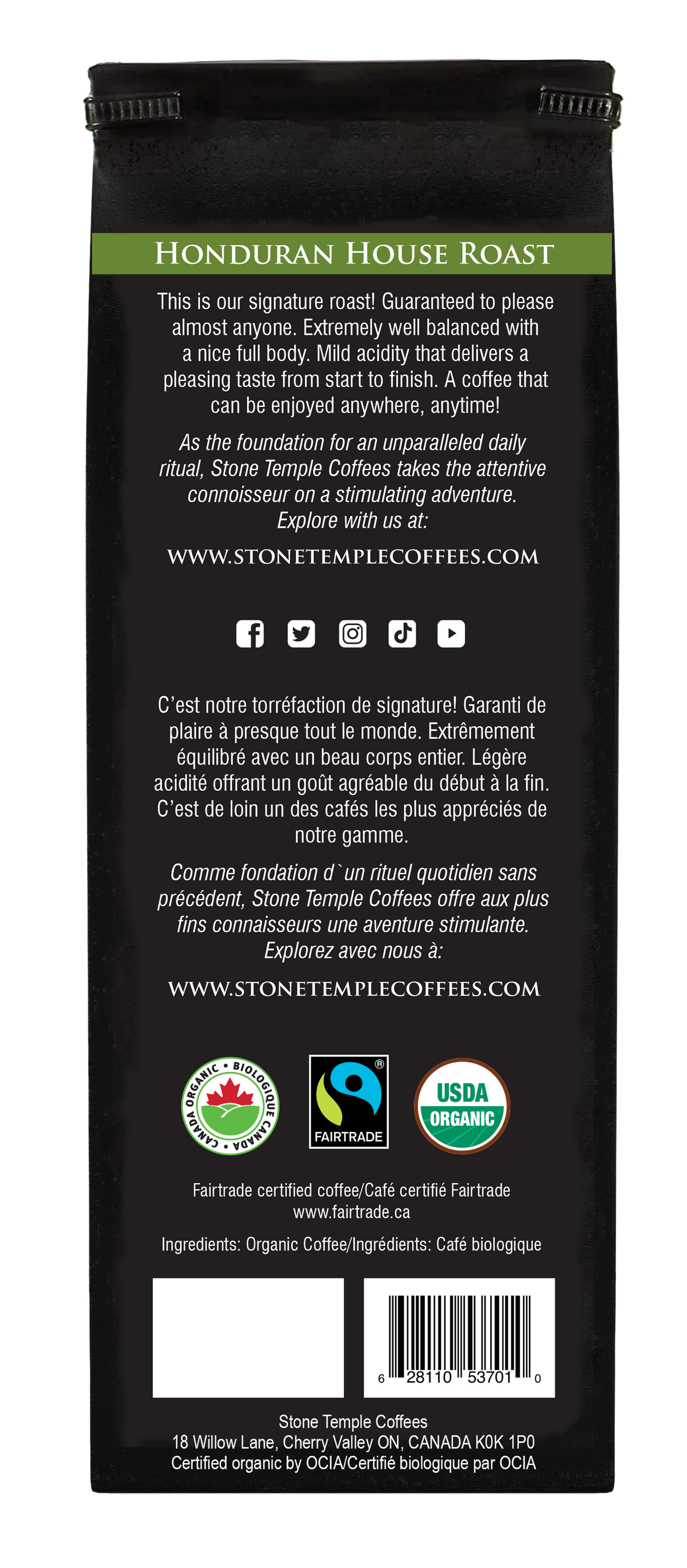 Honduran House Roast - Ground, Medium Roast, Certified Organic OCIA/ Fairtade Coffee 1lb/454g-3