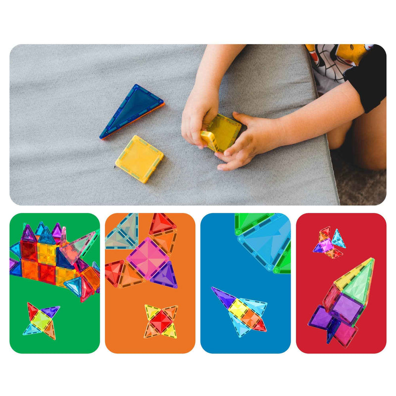 PicassoTiles 40-Piece Travel Size Magnetic Tile Building Set - Ages 3+-7