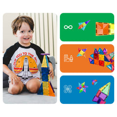 PicassoTiles 40-Piece Travel Size Magnetic Tile Building Set - Ages 3+-3